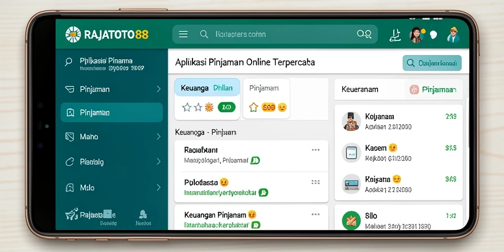 Tampilan antarmuka aplikasi RAJATOTO88 yang user-friendly dan fungsional.