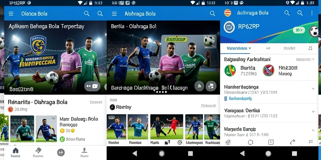 Antarmuka pengguna RP62RP menampilkan berita olahraga bola terkini.