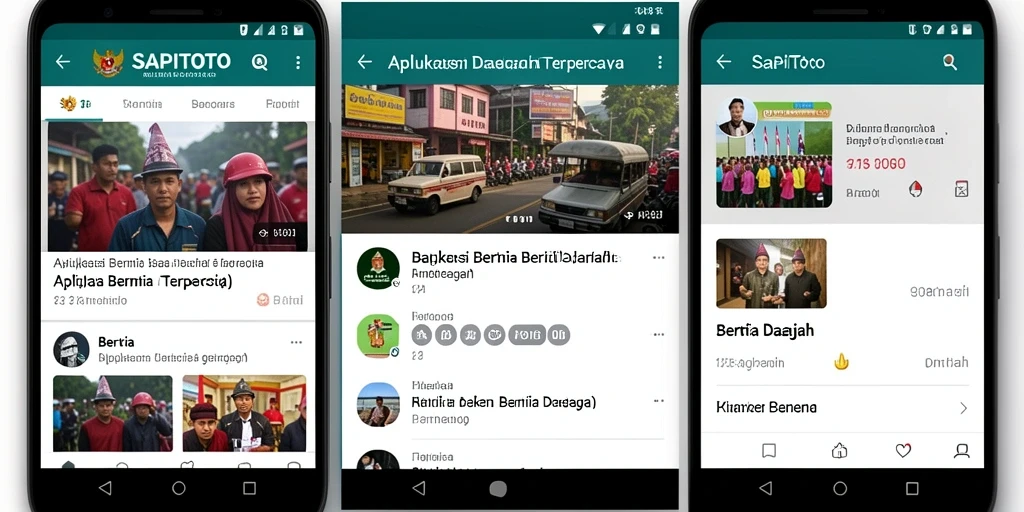 Antarmuka SAPITOTO yang sederhana dengan fitur berita daerah yang menarik.