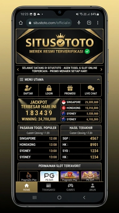 Tampilan kanal resmi situstoto